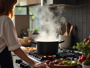 Stovetop fire. Stop a fire in the Kitchen. Always stay with the item you cooking and never leave it unattended.